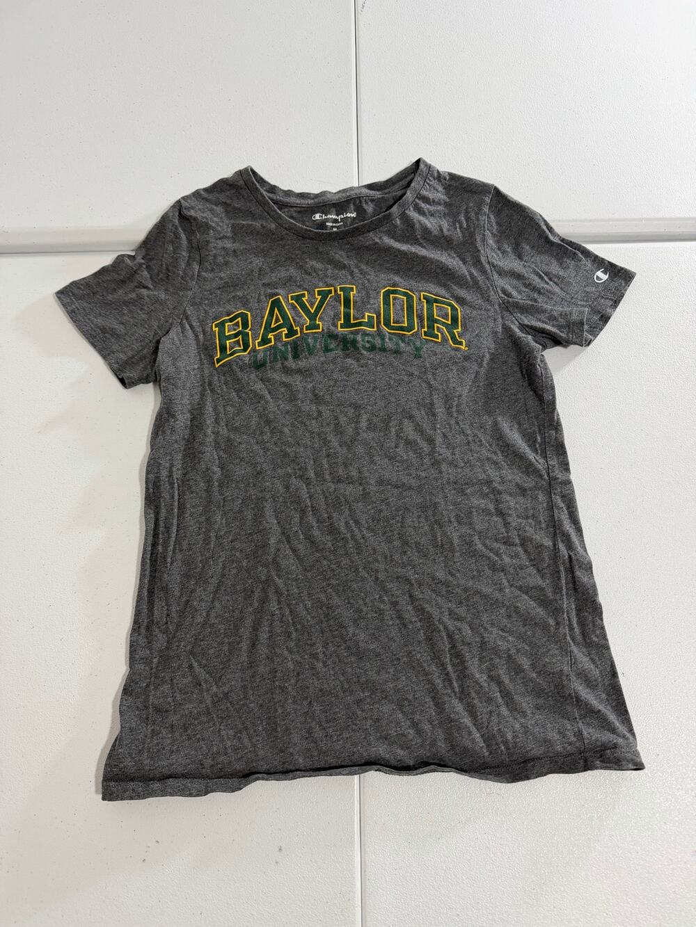 Baylor University Champion T-Shirt Mens Medium Gray Bears Green Gold Logo